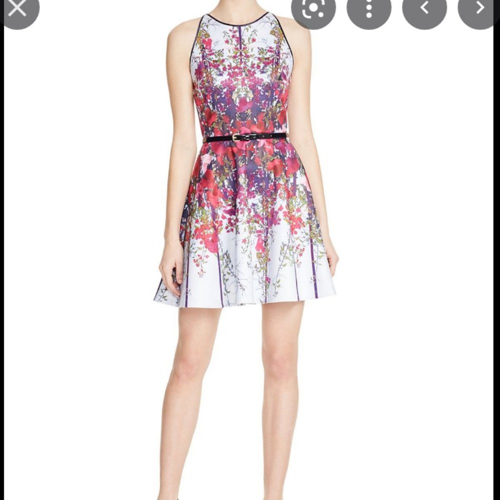 ted baker bloomze flowered lattice skater dress 0 - Picture 3 of 14